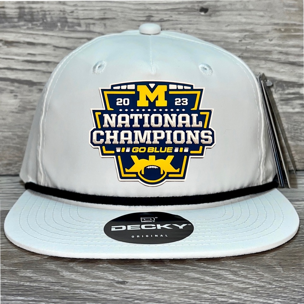 Michigan College Football Playoff 2023 National Champions Rope Hat- White/ Black